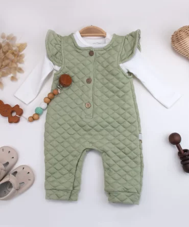 Yeşil Bebek Tulum, bebek takım set, bebek tulum, 0-1 yaş giyim , yeni doğan giyim